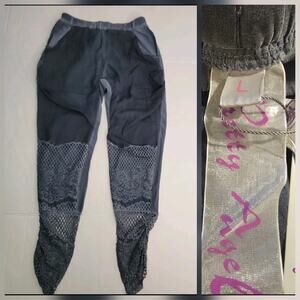 Pretty Angel Pants Women SZ Large Linen Blend Pull On Tapered Artsy eclectic